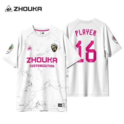 Nombre de patrón de manga corta personalizada de alta calidad Camisa de fútbol Soccer Wear Lightweight Bread Dry Dry Adulto Fútbol Jersey